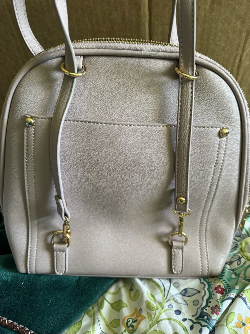 Miztique Daisy Convertible Backpack Purse in a light taupe or grey color